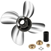 10.625 x 15 Trophy Edelstahlpropeller 4 Blätter für Mercury 25-70 PS 13 Spline-Zähne